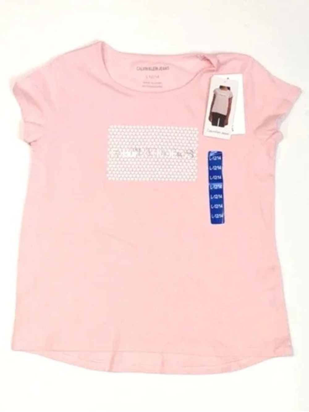 Calvin Klein Light Pink Short Sleeve Tee with White Honeycomb Graphic